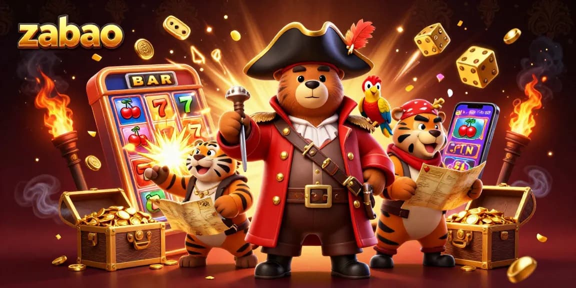 Experience excitement at zaobao with a dynamic 3D illustration of characters celebrating casino wins.