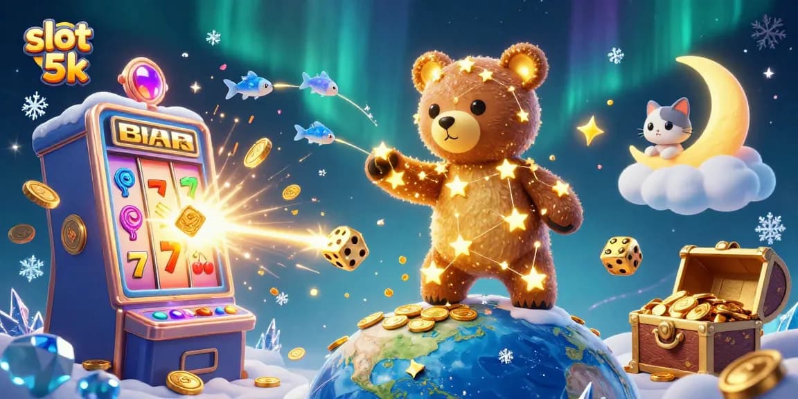 Experience thrilling wins with slot 5k as golden stars gather coins amidst a jackpot explosion.