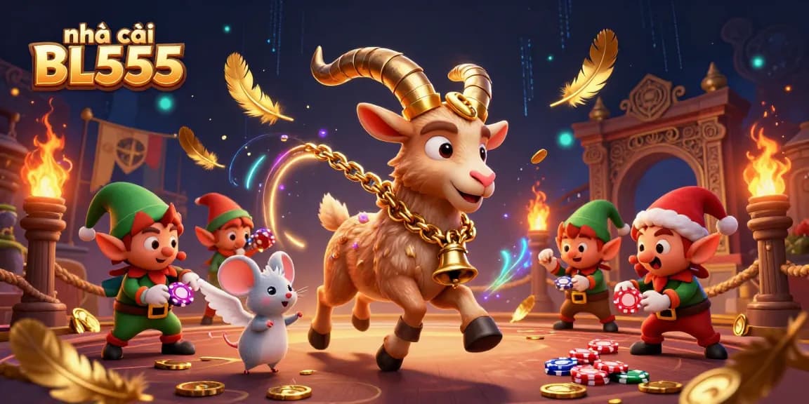 Experience the lively atmosphere at nhà cái BL555 with cartoonish characters in a vibrant casino scene.