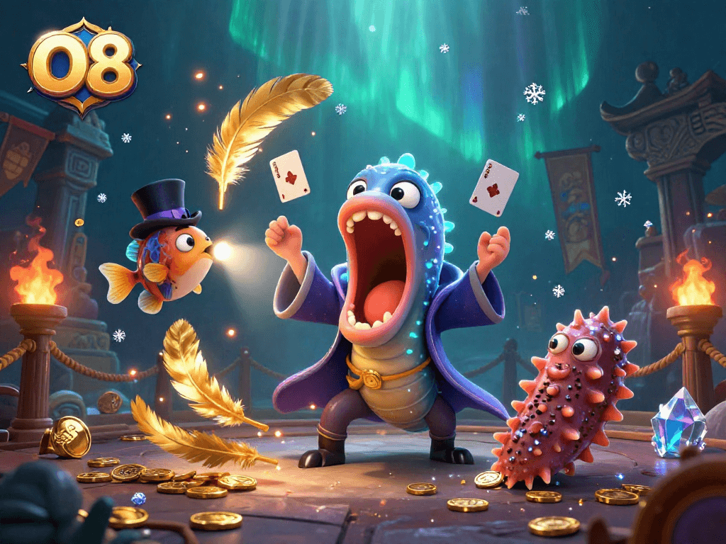 O8's vibrant magic act illustrates winning strategies with unique characters and casino elements.