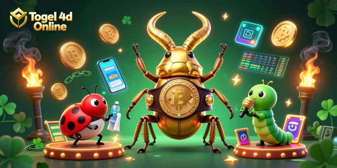 Engage in Togel 4d Online with vibrant dynamics and colorful characters amidst glowing crypto elements.