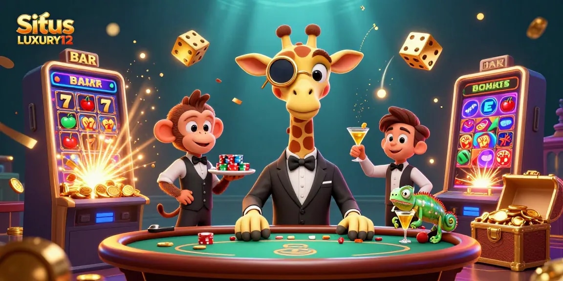 Experience excitement at Situs LUXURY12 with a vibrant illustration of a high-roller giraffe and more.
