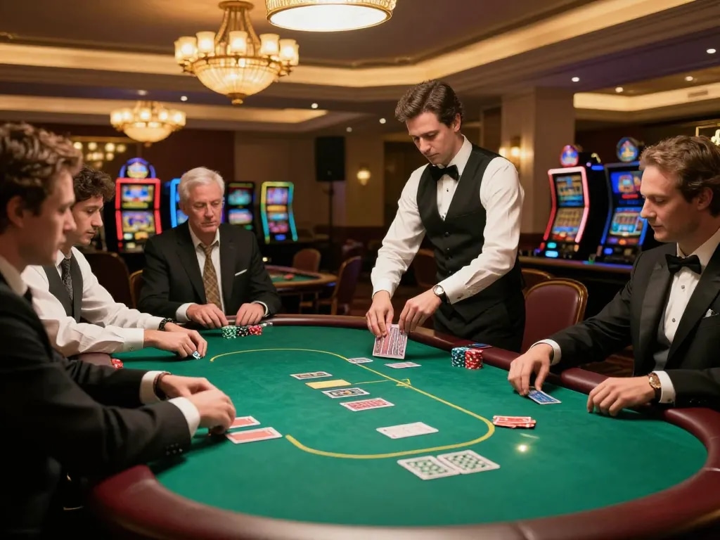Players enjoying a dynamic poker game at xx88 casino table, showcasing an exciting atmosphere