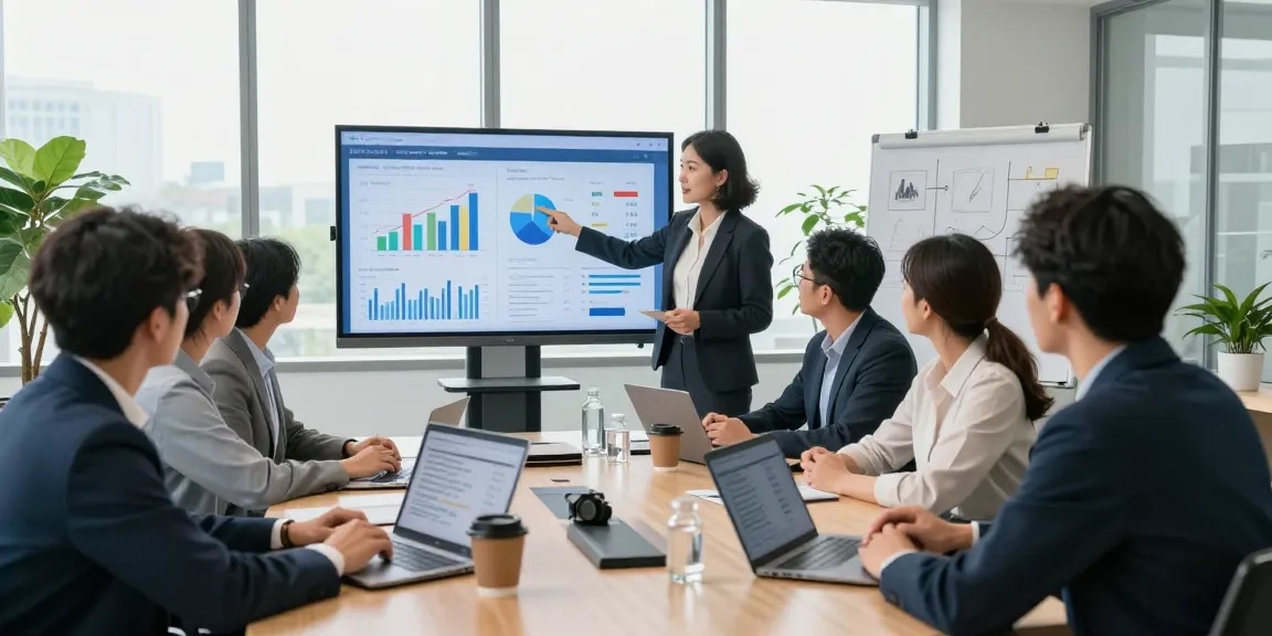 Team analyzing business energy rates in a modern office setting, showcasing collaboration and professional atmosphere.