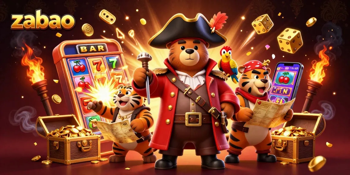 Experience excitement at zaobao with a dynamic 3D illustration of characters celebrating casino wins.