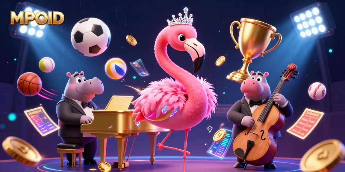 Experience excitement with MPOID as vibrant casino characters bring games to life with sports elements.