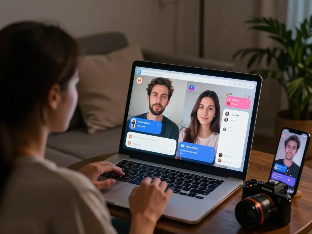 Engaging ai porn chat scene showcasing intimate digital conversation with customizable avatars.