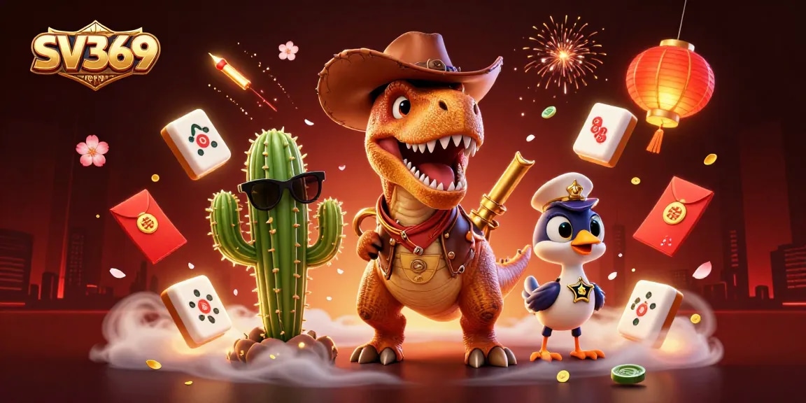 Win big with SV369 in this vibrant 3D casino-themed illustration with thrilling elements.