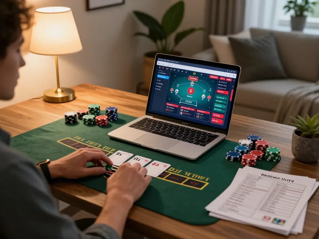 SC88 online gaming session with player immersed in live dealer blackjack action at home setting.