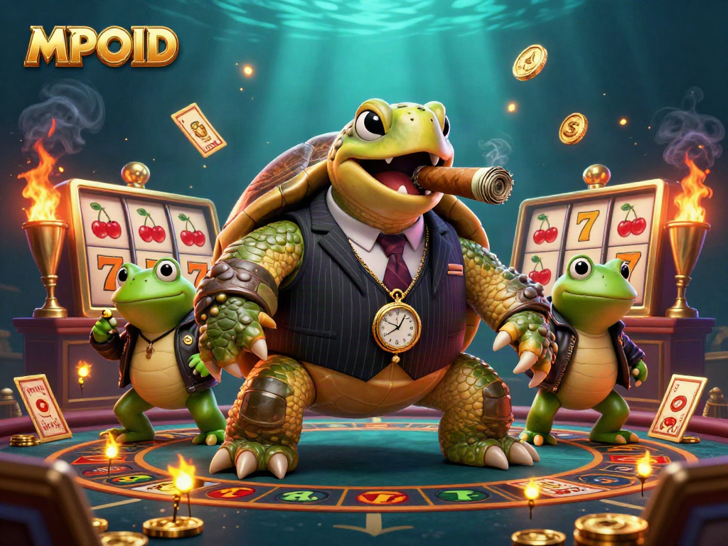 MPOID provides an electrifying online casino experience with vibrant characters and slot game elements.