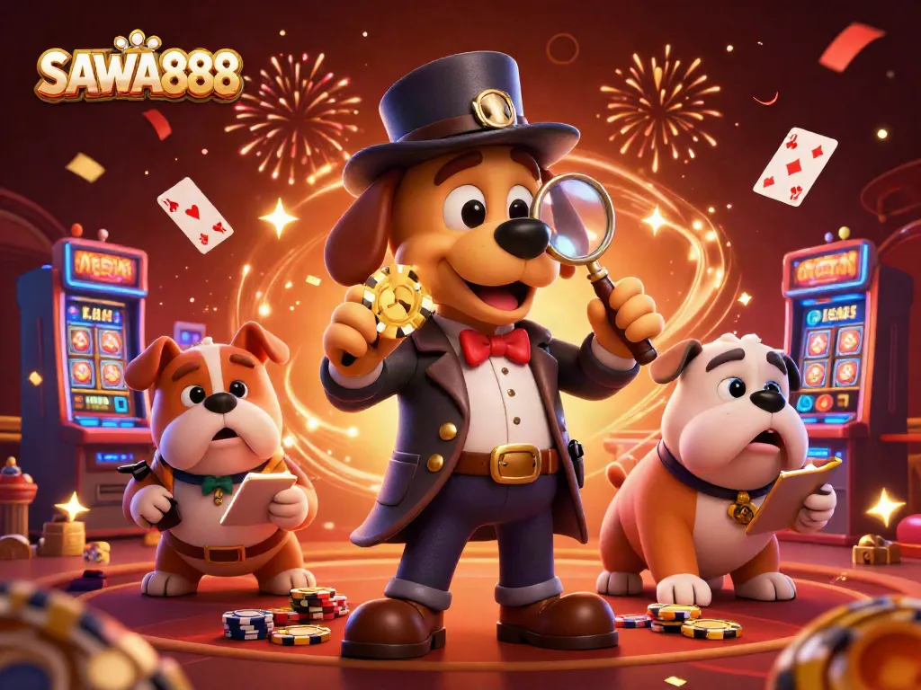 Uncover winning strategies with SAWA888 in this vibrant, action-packed casino scene.