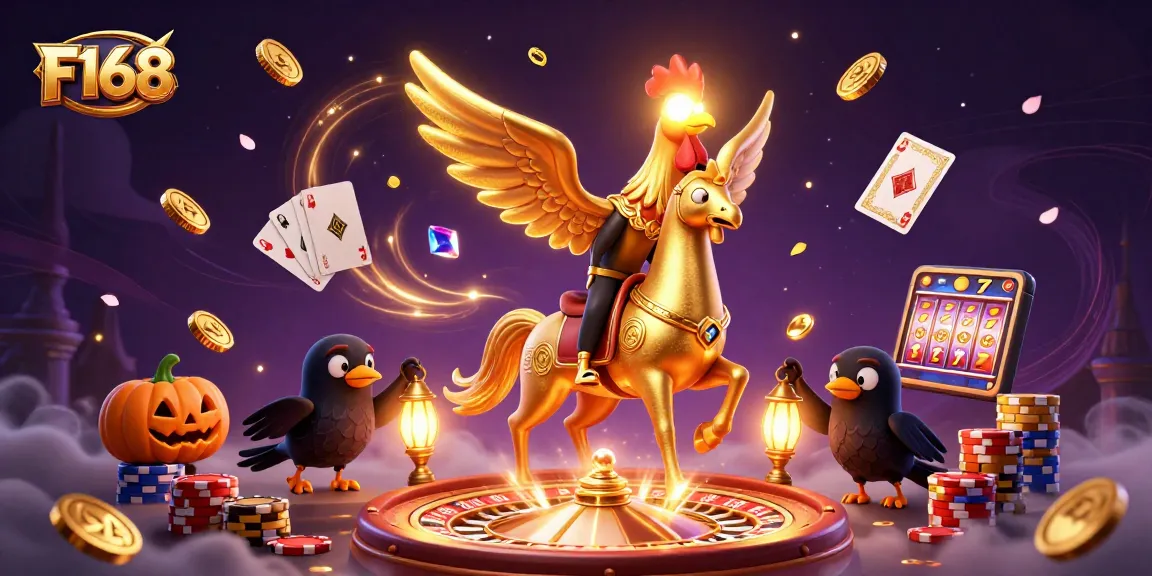 Experience excitement with F168 in this vibrant casino scene featuring dynamic gaming elements.