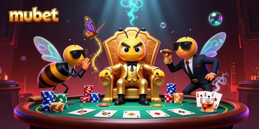 Engage with mubet at a vibrant casino scene featuring a bumblebee mob boss in action.