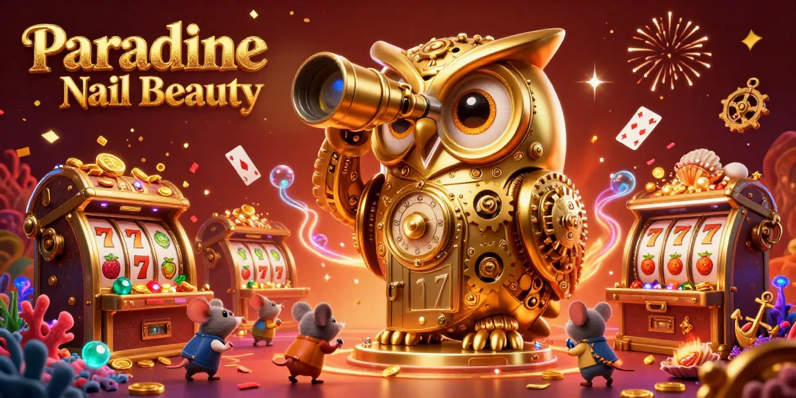 Experience thrilling spins at Paradise Nail Beauty with vibrant slot machines and charming characters.