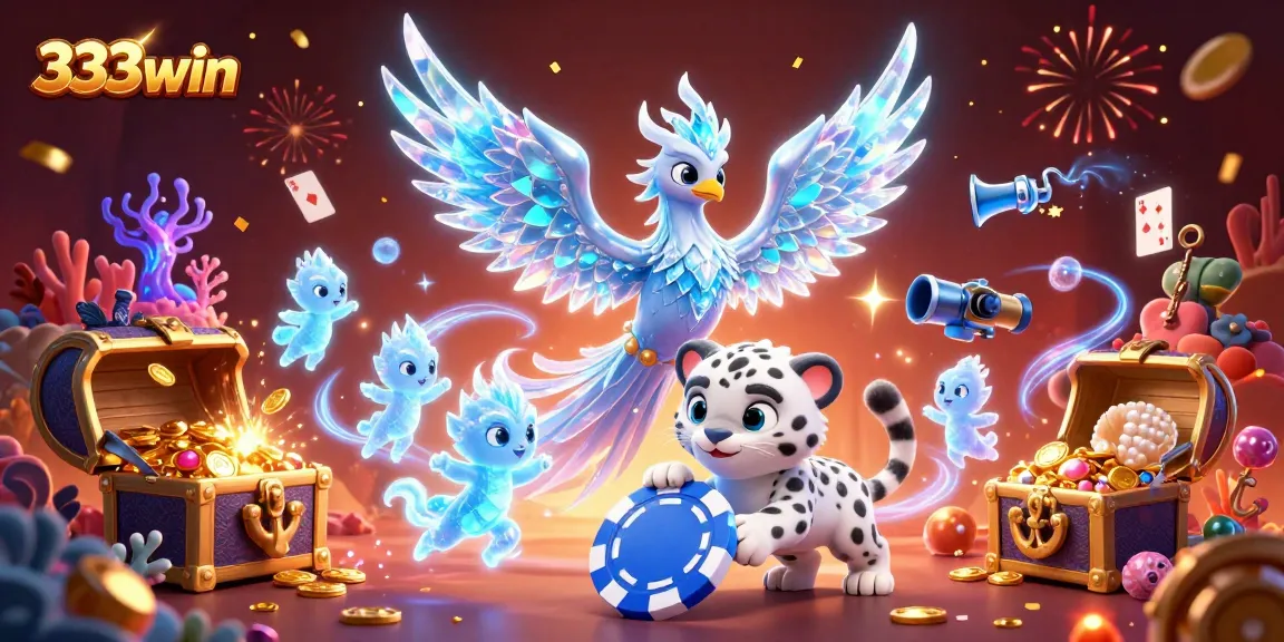 Engage with 333win in an ultra-detailed 3D casino world filled with vibrant characters, games, and treasures.