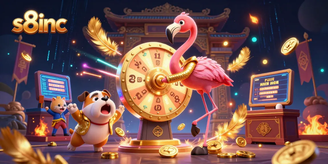 Engage with exciting prizes at s8inc with a vibrant 3D carnival scene featuring animated characters.