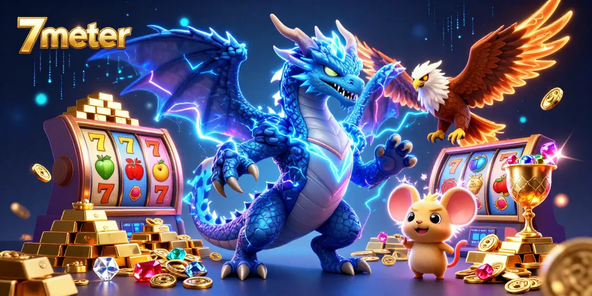 Experience thrilling gameplay at 7meter with vibrant slot reels and sparkling jackpot treasures.