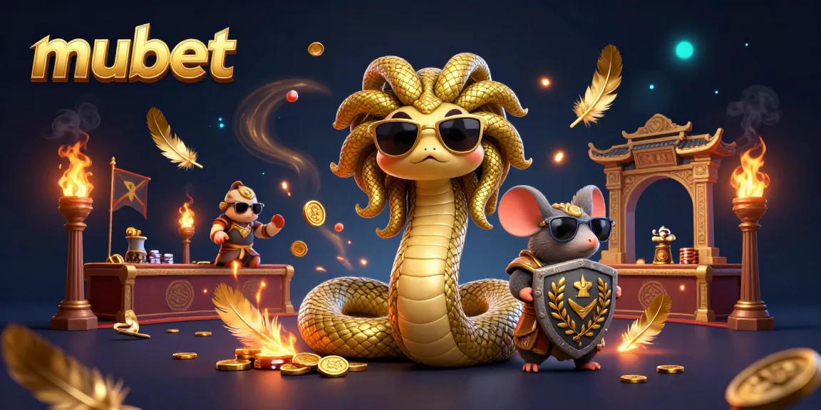 Engage with mubet in this vibrant casino scene featuring Medusa and warrior characters, with gold coins and game elements.