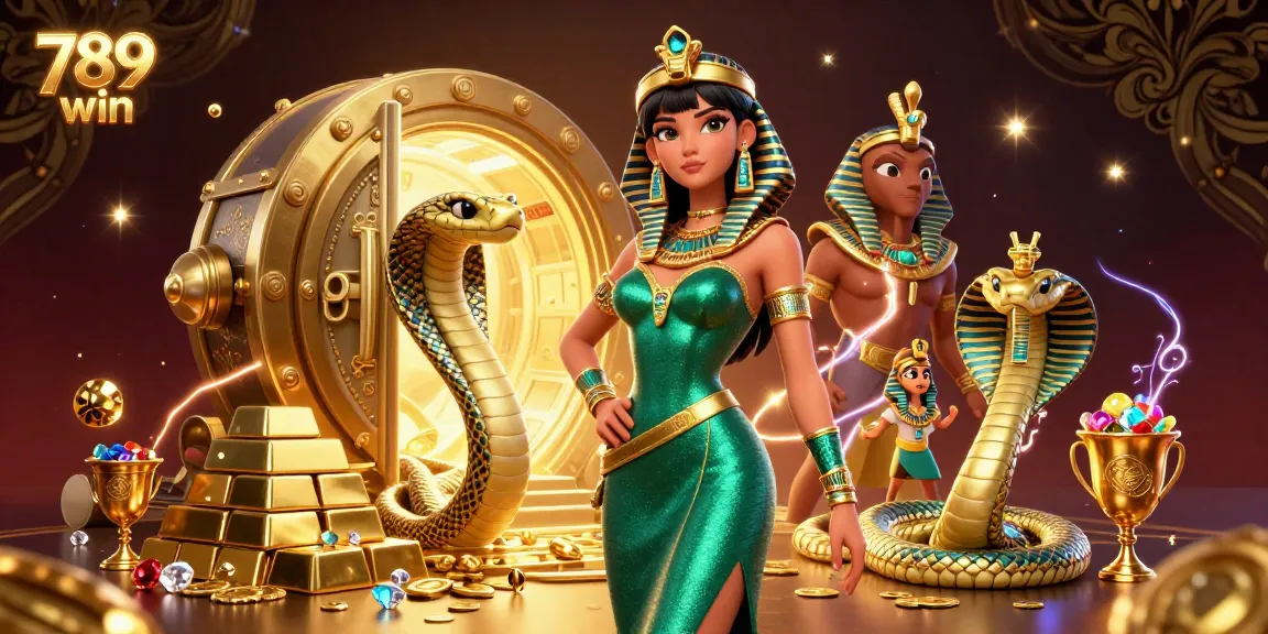 Experience the thrill of 789 win with an exquisite illustration featuring an emerald-dressed woman and treasures galore!