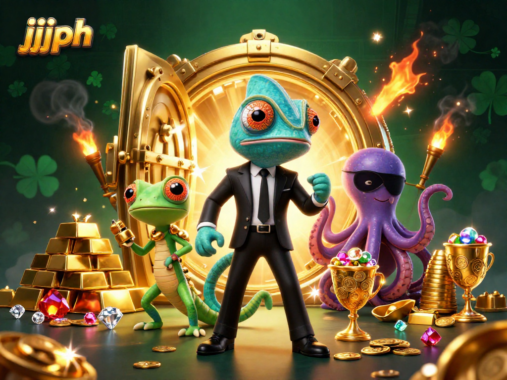 Engage in thrilling jjjph gameplay within a vibrant 3D casino illustration featuring luck and excitement.