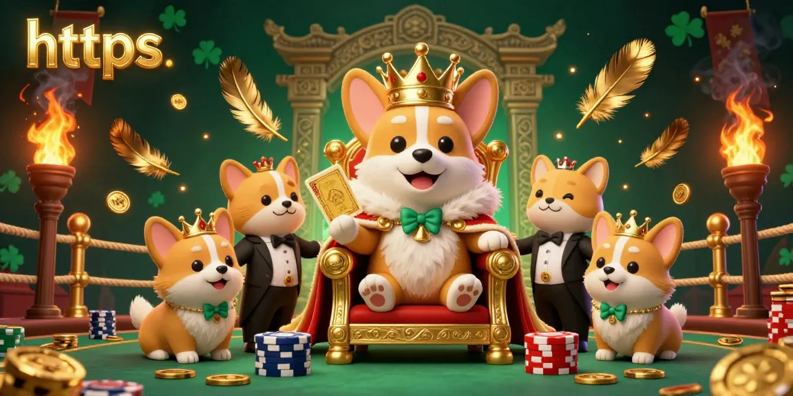 Engage with https interactive gaming at a vibrant online casino featuring a royal corgi and a cat butler.
