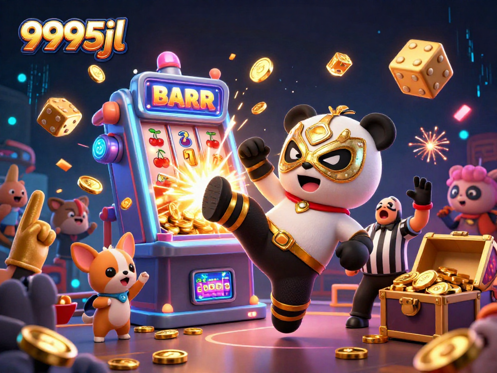 Experience the thrill of 9995jl with vibrant 3D cartoon action in a dynamic casino scene.