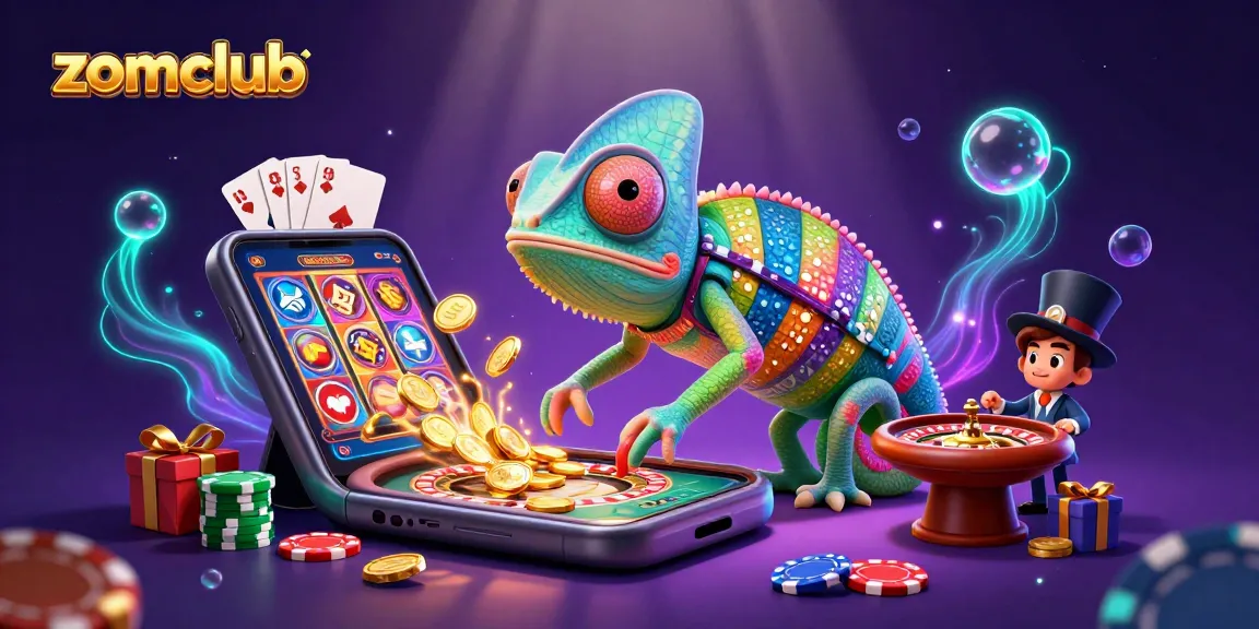 Experience thrilling gameplay at zomclub, where a vibrant chameleon casino owner snatches golden coins, igniting excitement.