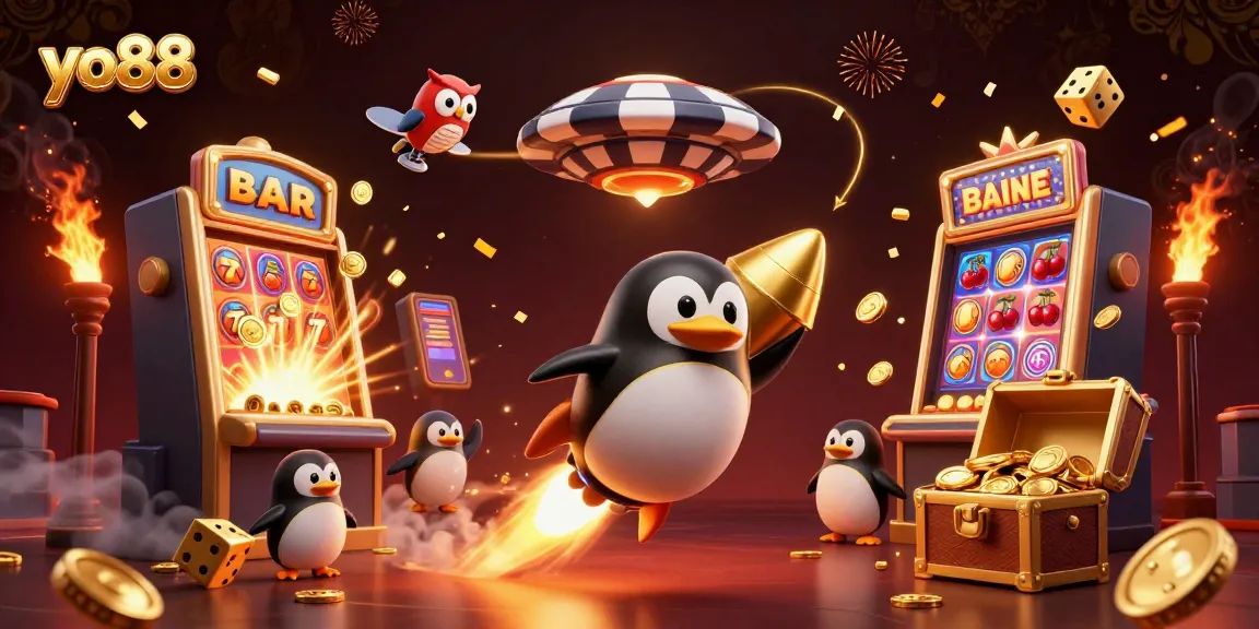 Experience the thrill of winning at yo88 with a vibrant 3D casino scene full of action.