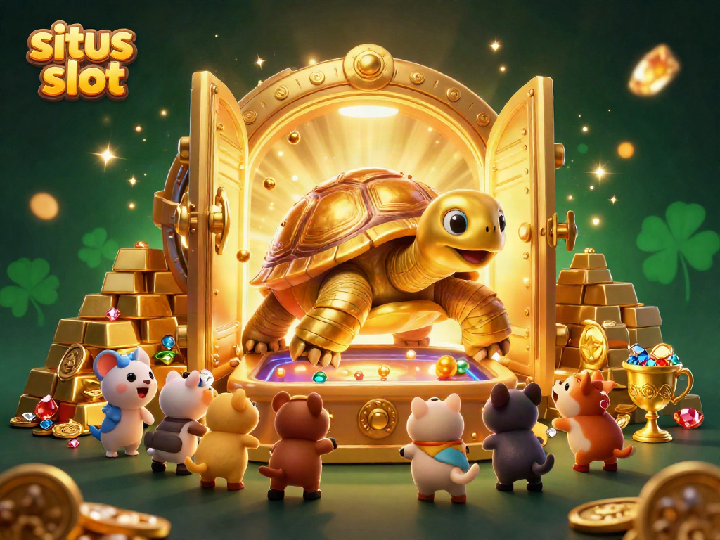 Experience exciting gameplay with situs slot in this vibrant, animated casino scene.