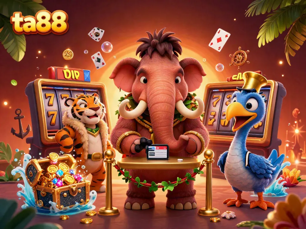Experience thrilling gameplay at ta88 with a unique casino scene featuring interactive characters and vibrant gaming elements.