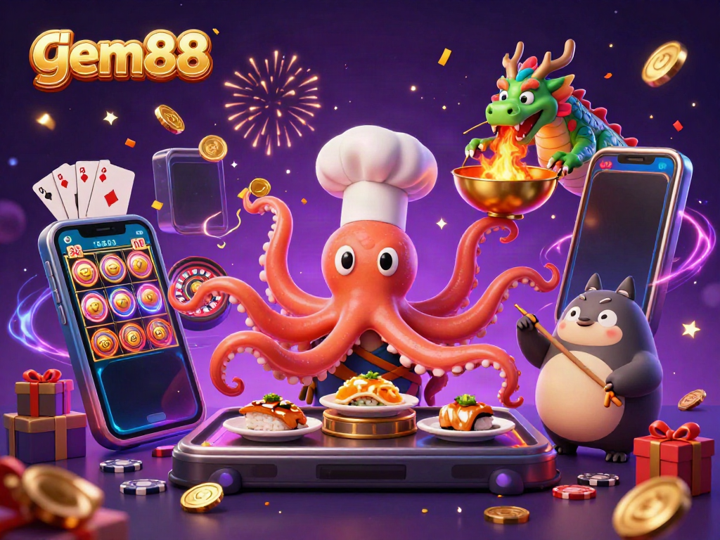 Engage with gem88's vibrant casino world featuring unique characters and thrilling games.