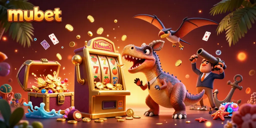 Experience lively gameplay with mubet as a pachycephalosaurus creates jackpot wins at a golden slot machine.