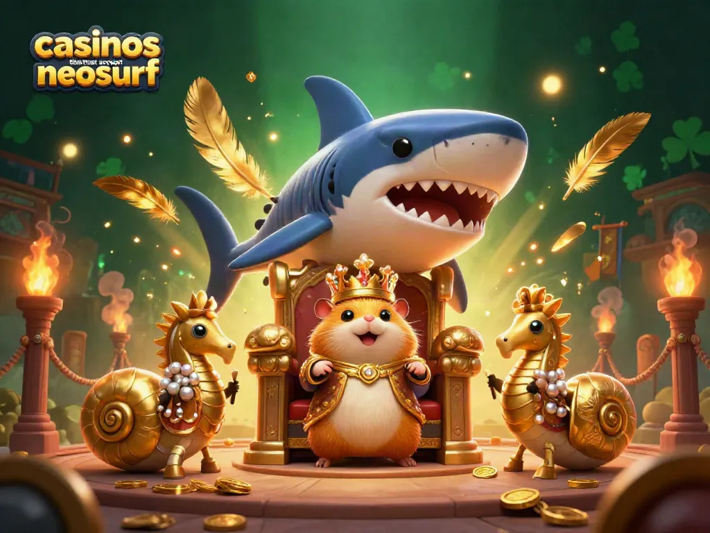Experience thrilling action at casinos that accept Neosurf, featuring a hamster king and seahorse guards.