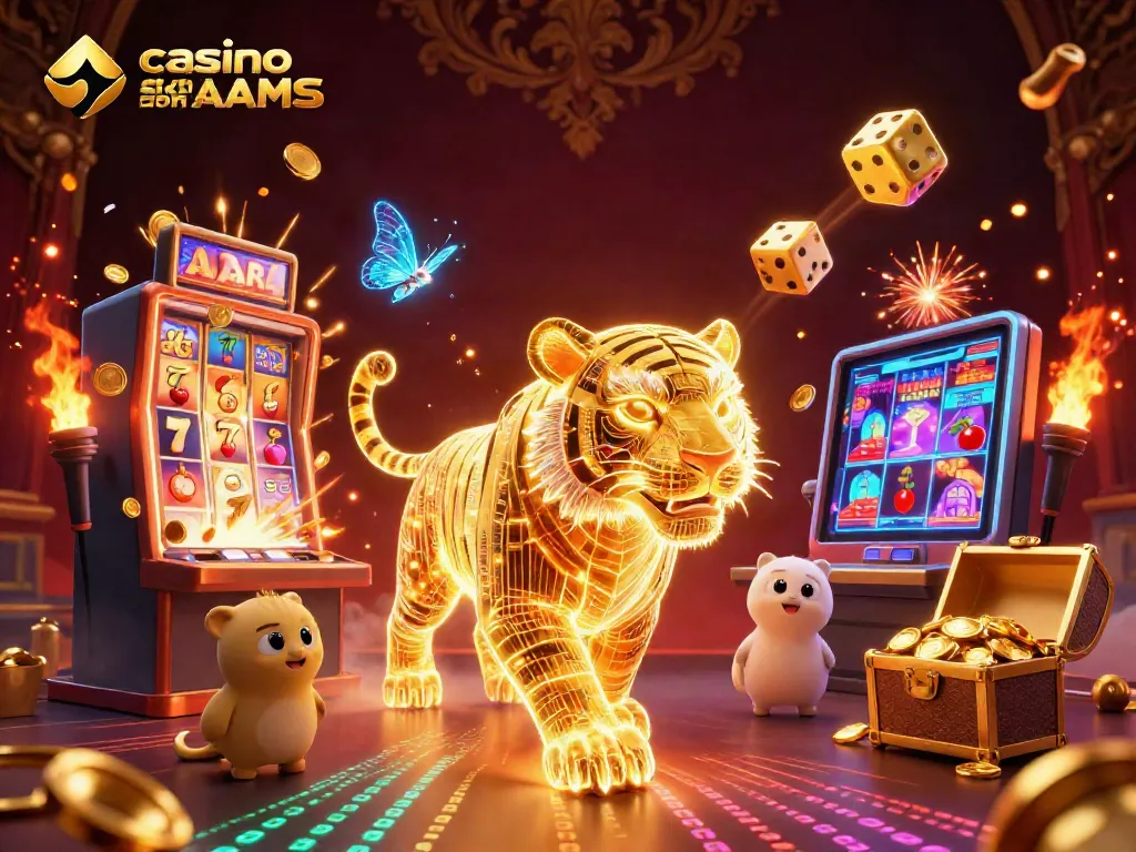 Gioca nei migliori casino sicuri non AAMS, un'immagine illustrazione di una tigre in un paesaggio di casinò digitali.