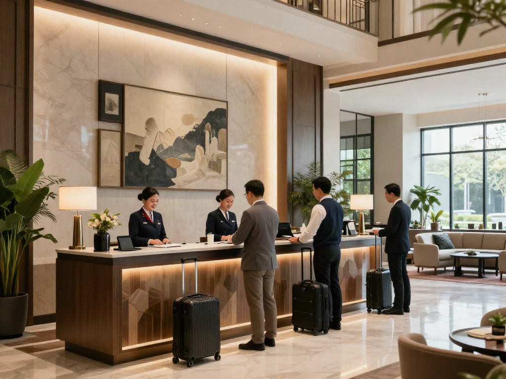 rokok88 Hotel reception area with welcoming staff and elegant decor