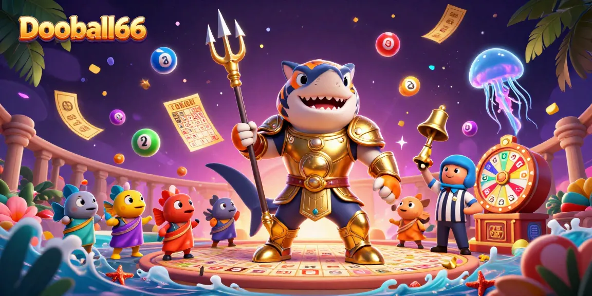 Experience live betting excitement with Dooball66 showcasing a dynamic underwater casino environment bursting with colorful lottery elements.