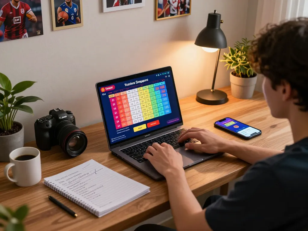 Engaging online Togel gameplay on a laptop with colorful betting interface and relaxed atmosphere.