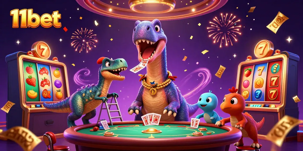 Experience the fun at 11bet with a vibrant depiction of a lively casino scene full of excitement and winning moments.