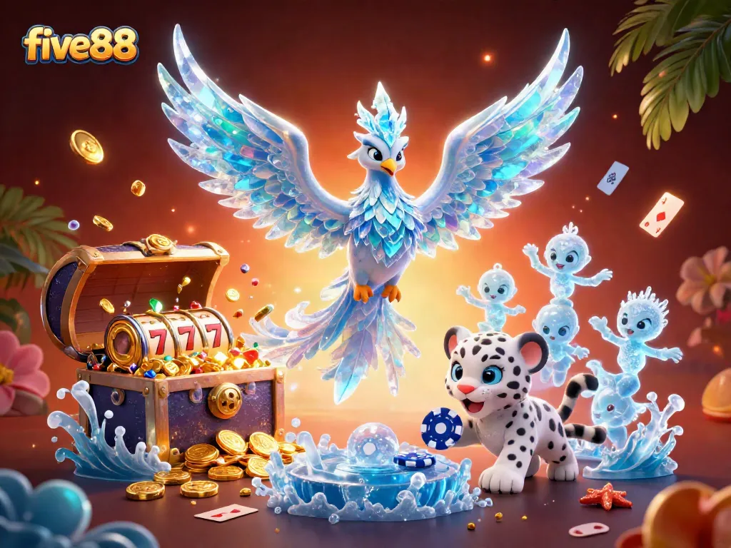 Play exciting games at five88 with a dazzling display of casino-themed elements and vibrant characters.