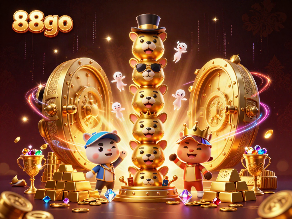 Engage in exciting games with 88go, featuring dynamic casino elements in a vibrant scene.