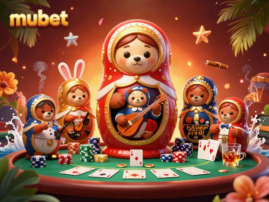Experience the excitement at mubet with a lively casino-themed illustration showcasing colorful characters and vibrant gaming elements.