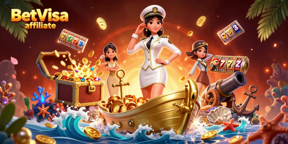 Join the BetVisa affiliate program for winning slots and rewards in a dazzling casino scene.