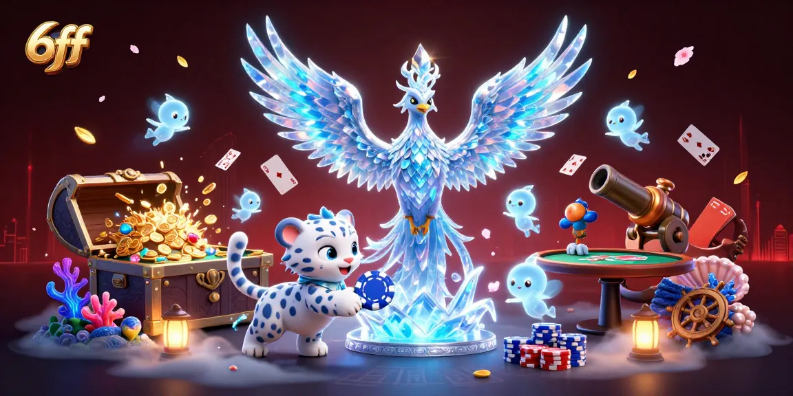 Experience intense casino action with 6ff's captivating fantasy scene featuring a phoenix and poker elements.