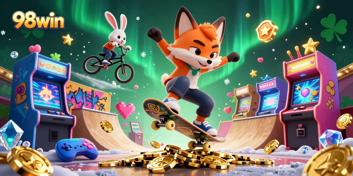 Boost your excitement at 98win with 3D cartoon characters and vibrant casino elements.