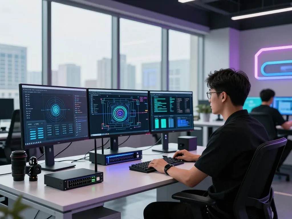 Network performance analysis with 快连 technology in a modern workspace.