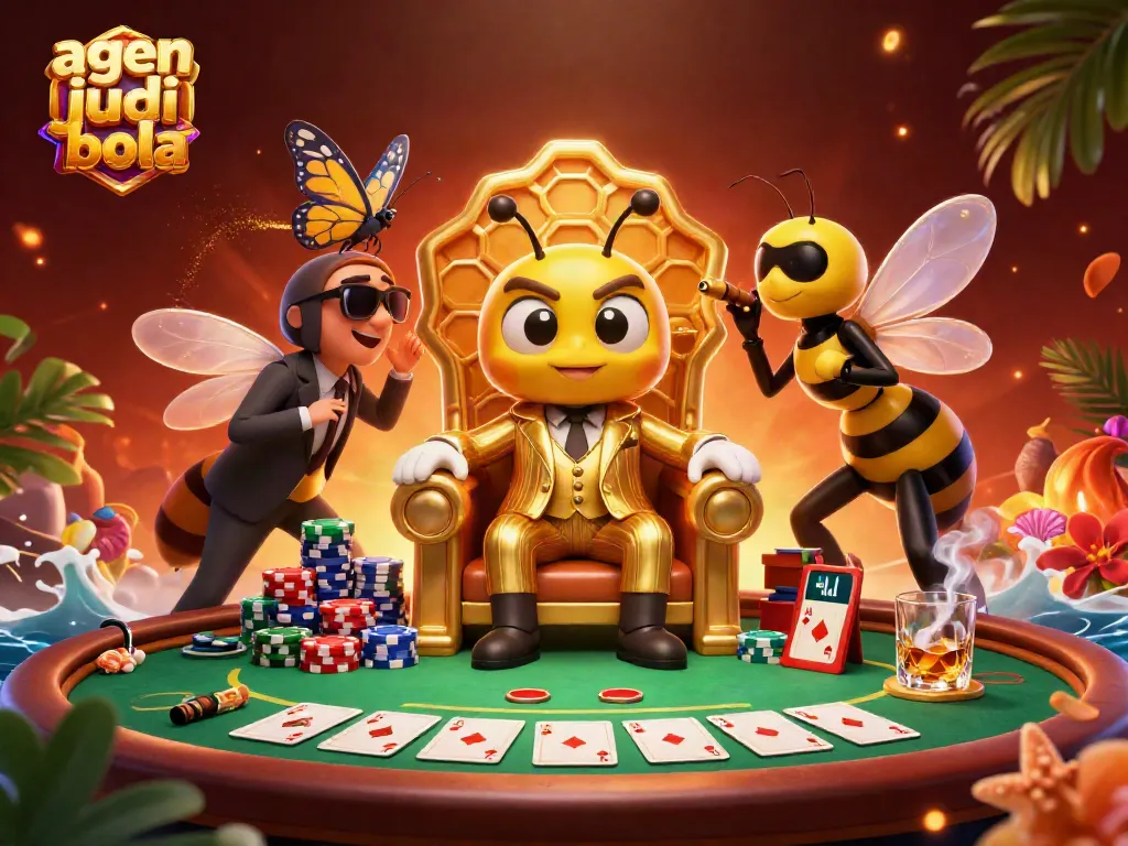 Place bets with confidence using agen judi bola in a vibrant and dynamic gambling scene featuring a bumblebee mob boss.