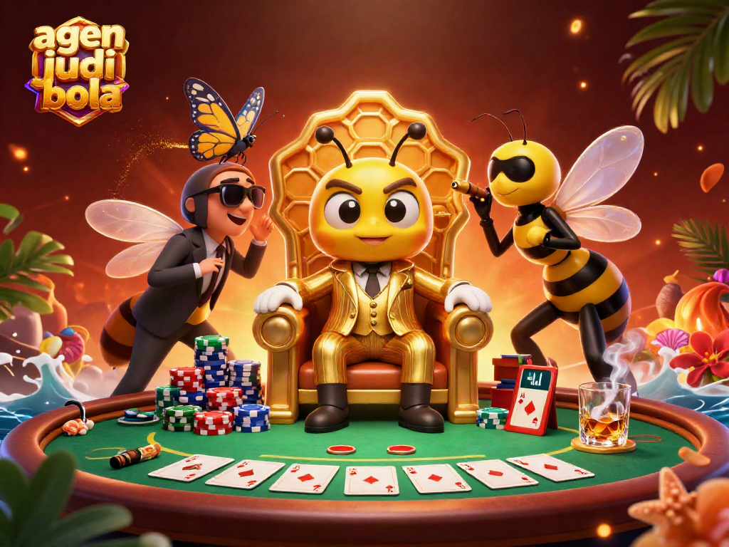 Place bets with confidence using agen judi bola in a vibrant and dynamic gambling scene featuring a bumblebee mob boss.