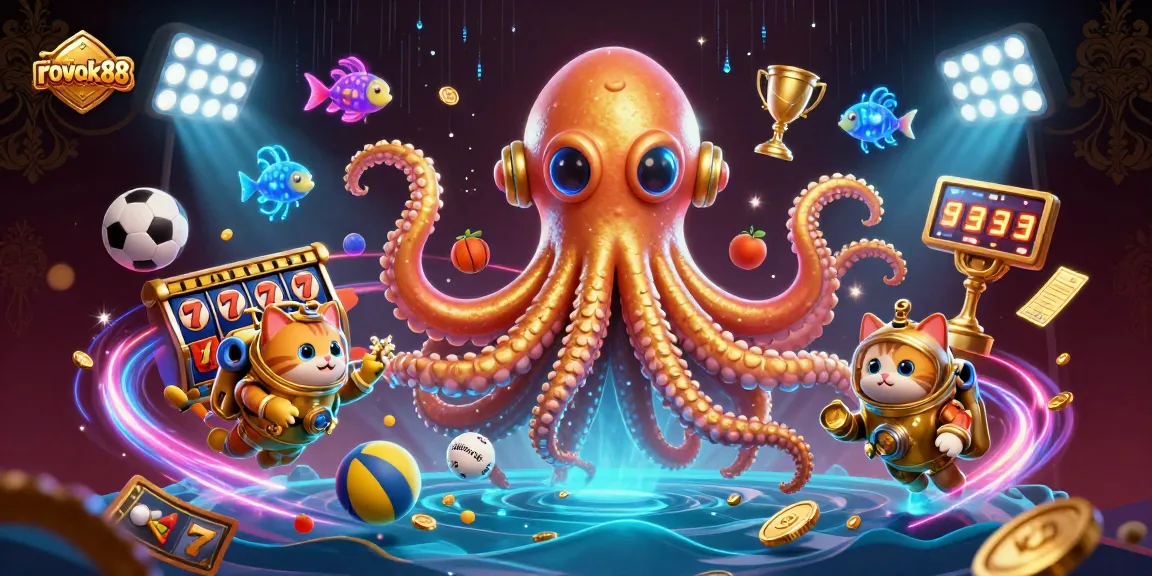 Engage with rokok88 as the colossal kraken, diving cat, and deep-sea creatures burst from the ocean with dynamic casino elements.