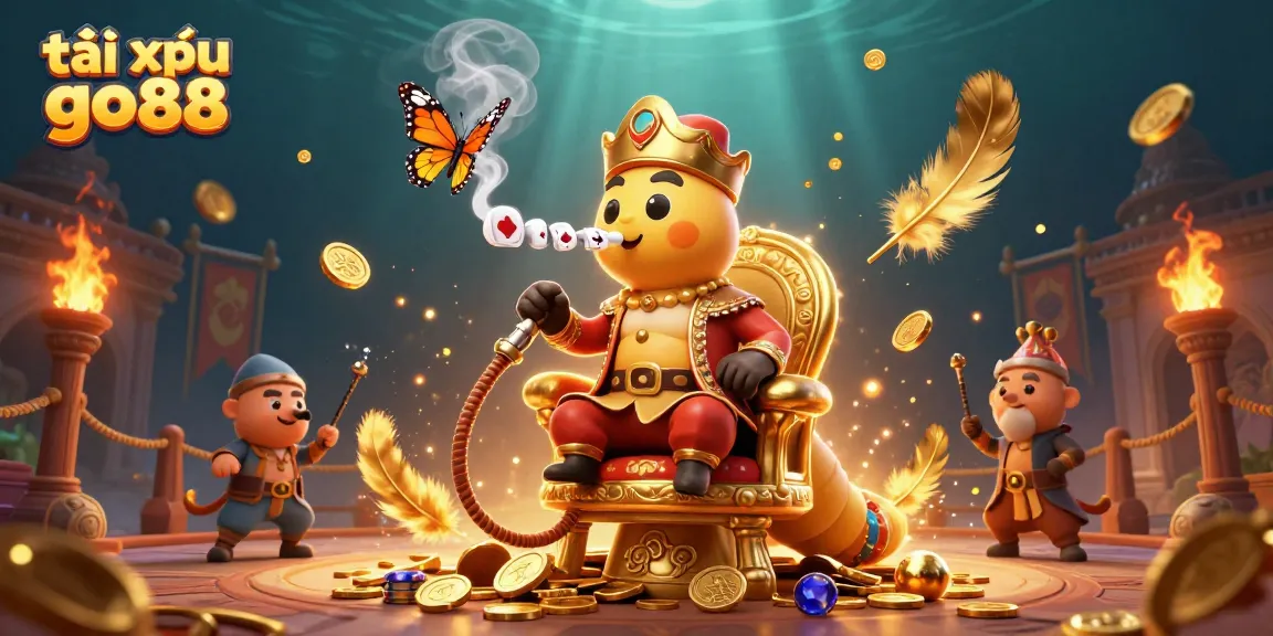 Experience the excitement of tài xỉu go88 with a vibrant 3D illustration full of dynamic casino symbols.