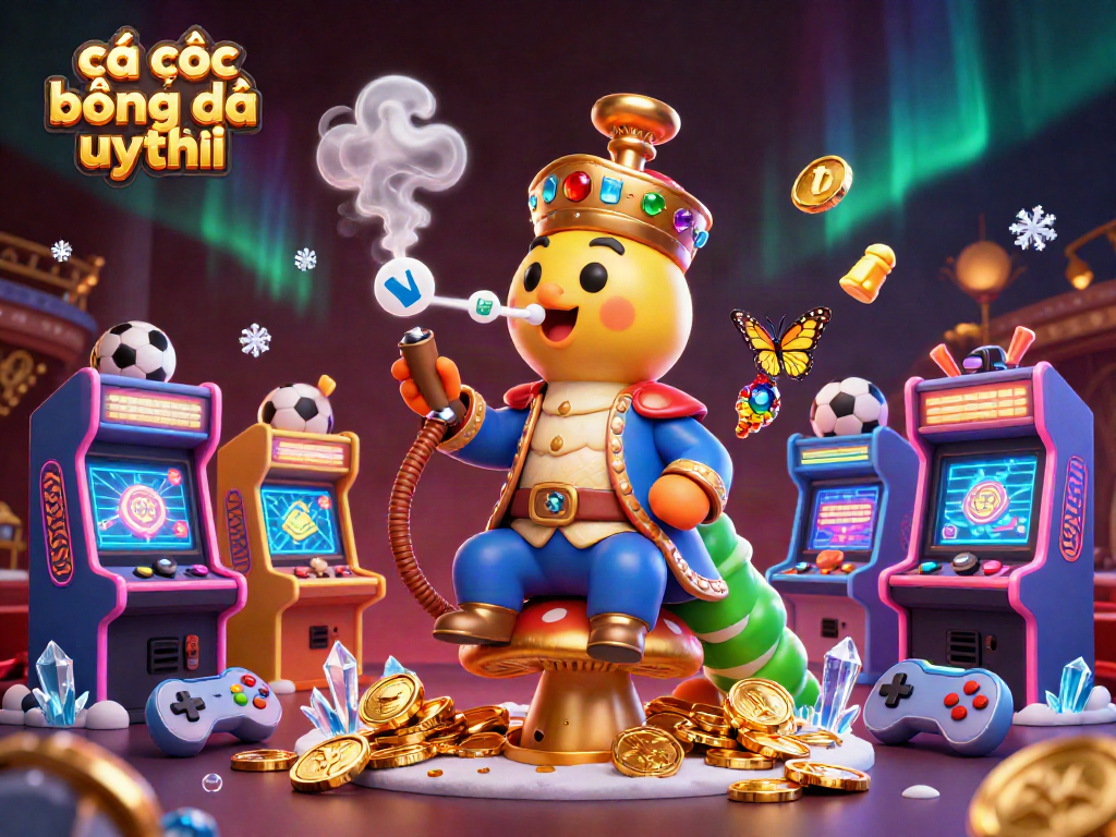 Cá cược bóng đá uy tín trong một cảnh 3D sống động với các biểu tượng cá cược thể thao và chi tiết phong phú